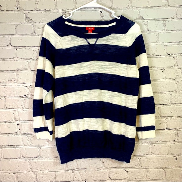 Izod Tops - 👻3/$15 Last Chance Sale!👻 Izod Navy and White Light Weight Sleeve Sweater Large